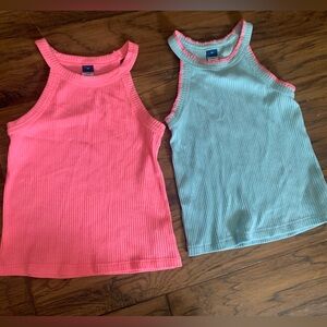 Old Navy Toddler Girls Ribbed Tank Top - Pink and Aqua Blue